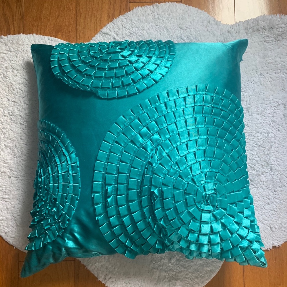 Teal Square Accent Pillow EUC
